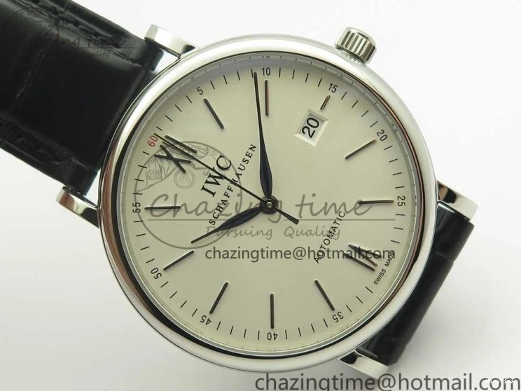 MIROTIME 0518 Supportive Portofino Automatic SS AF 1:1 Best Edition White Dial on Black Croco Leather Strap A 7184